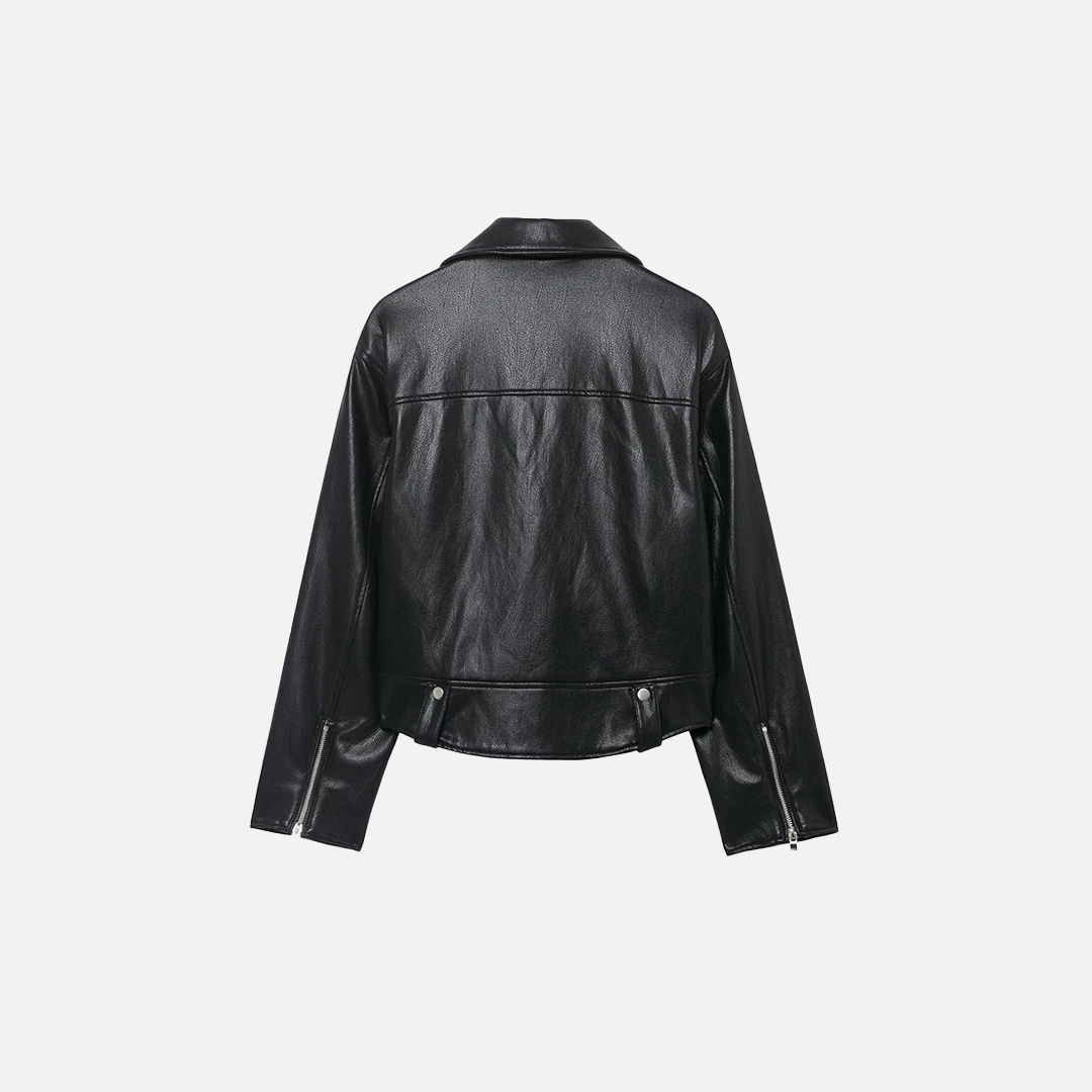 Premium Black PU Leather Motorcycle Jacket - Luxuryurbanwear