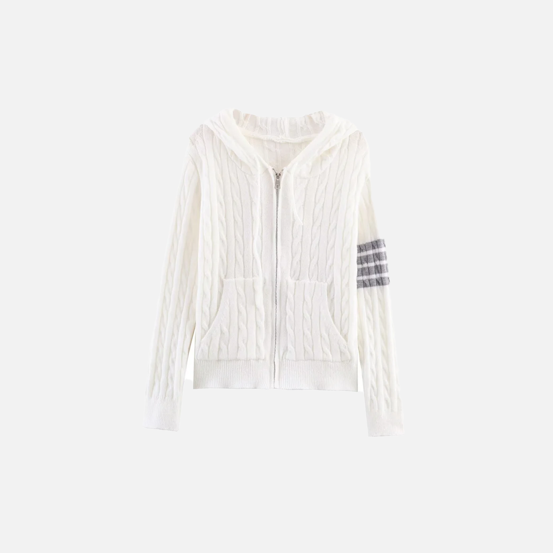 Effortless Slim Fit Zipper Hooded Cardigan - Luxuryurbanwear