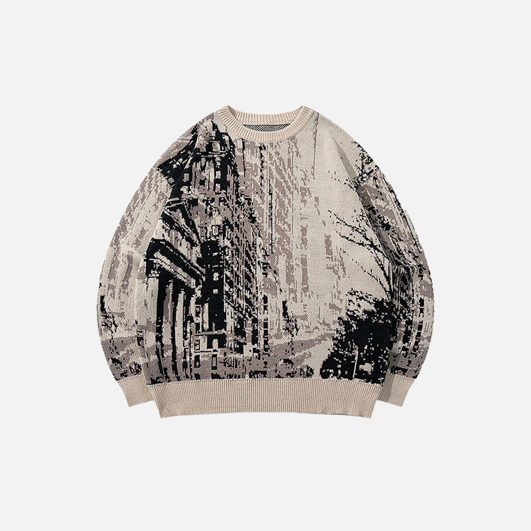 Streetwear Oversized Casual Loose Fit Knit Sweater - Luxuryurbanwear