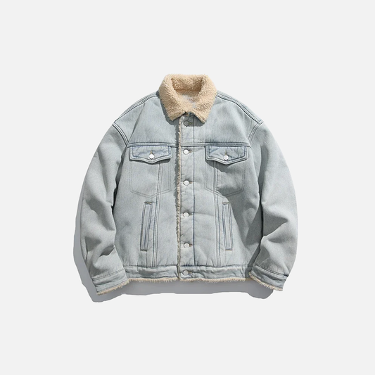 Winter Cozy Denim Faux Fur Denim Jacket - Luxuryurbanwear