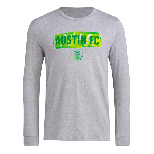adidas Mens Size Long Sleeve Pre-Game T-Shirt Medium Grey Heather/Austin Fc XX-Large Tall