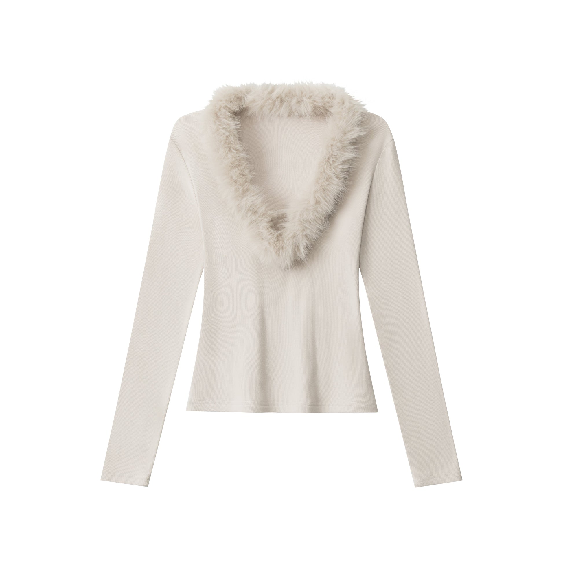 Fuzzy Vibe | Faux Fur Collar Knit Top - Luxuryurbanwear