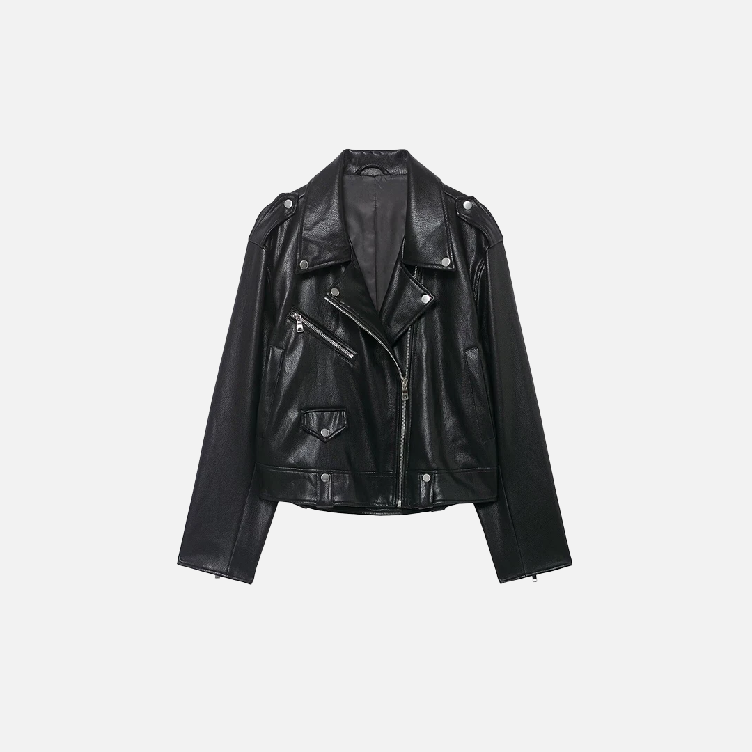Premium Black PU Leather Motorcycle Jacket - Luxuryurbanwear