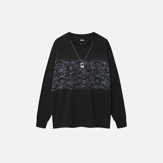 Streetwear Floral Print Chain Detail Long Sleeve Sweatshirt - Luxuryurbanwear