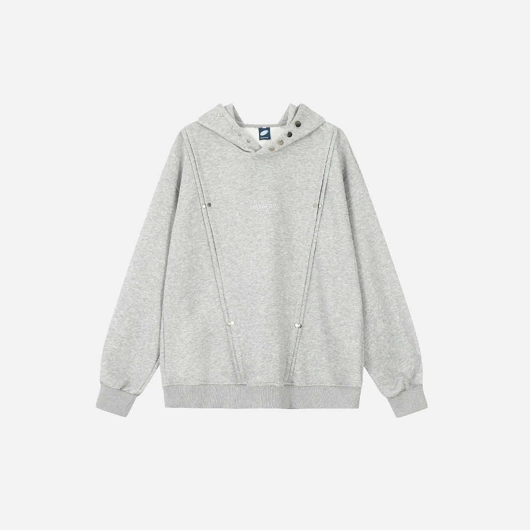 Y2K Rivet Patchwork Black Hip Hop Hooded Sweatshirt - Luxuryurbanwear