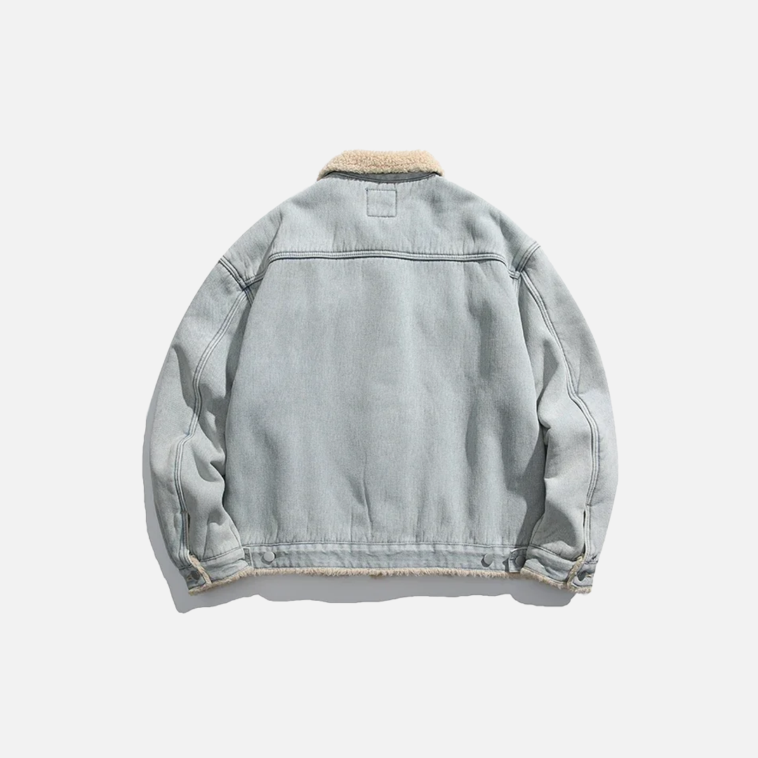 Winter Cozy Denim Faux Fur Denim Jacket - Luxuryurbanwear