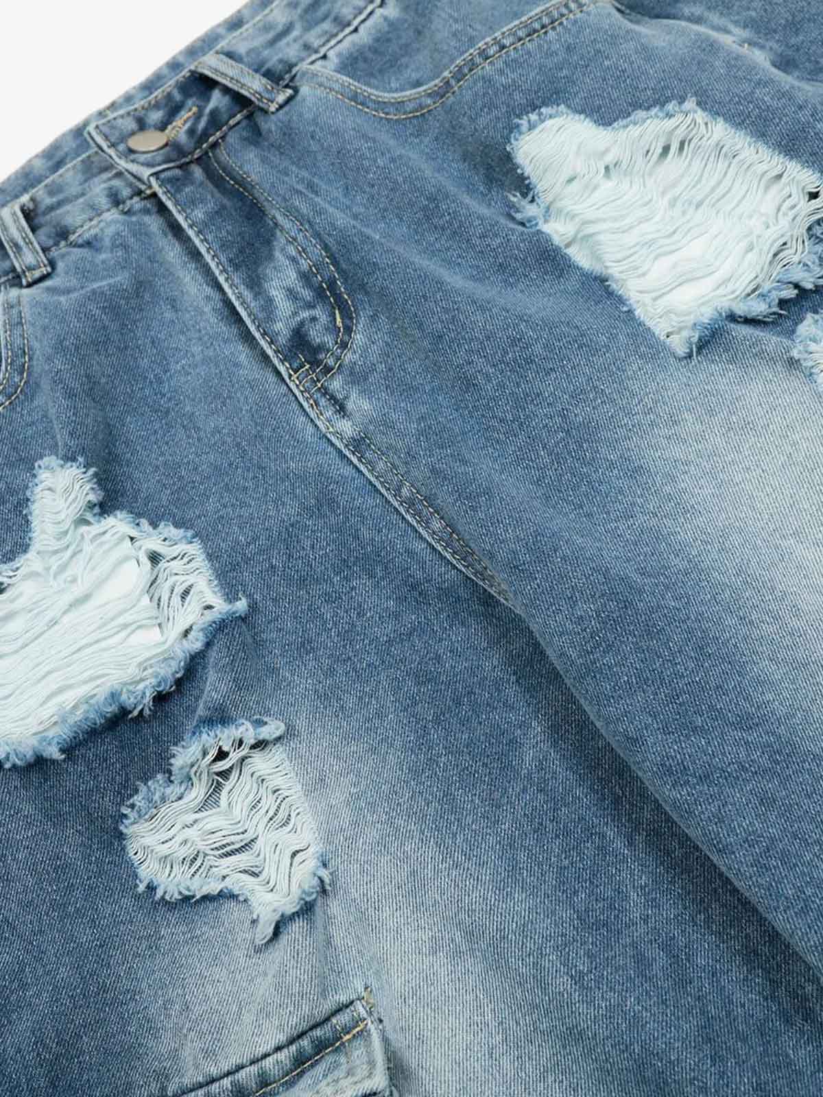 Retro Ripped Cargo Jeans - Luxuryurbanwear