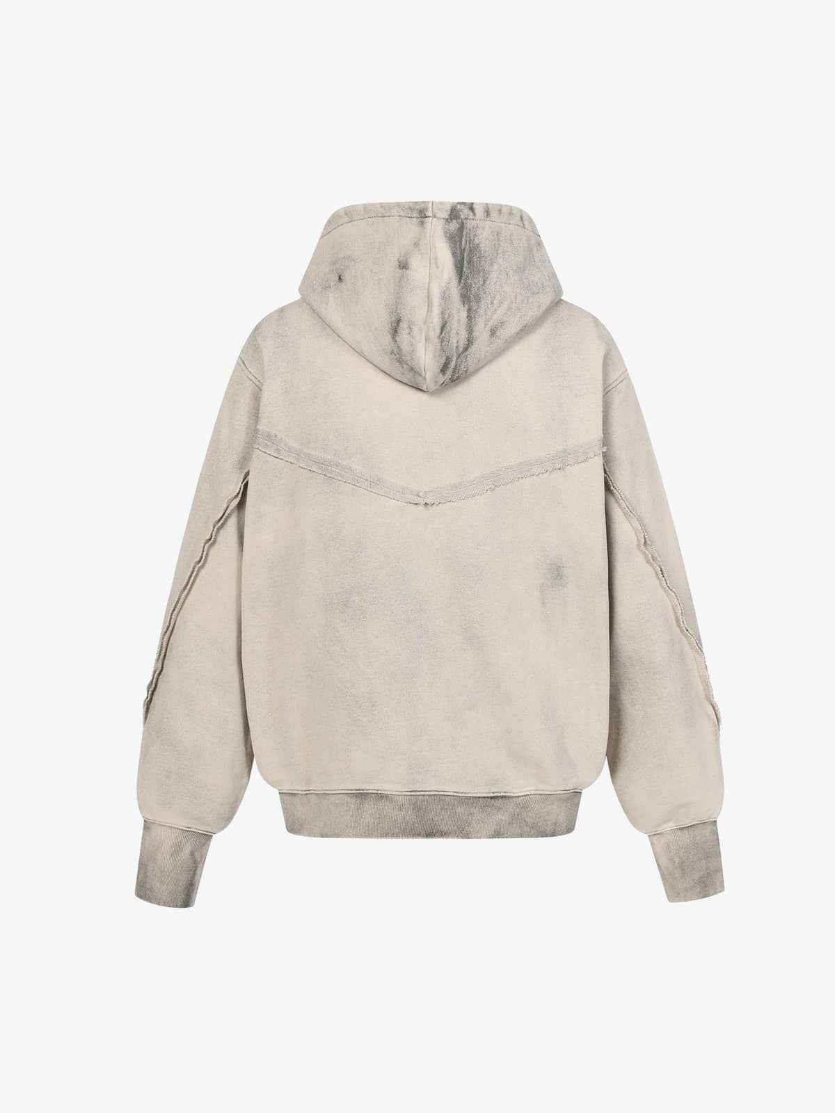 Retro Asymmetric Zip Up Deconstructed Hoodie
