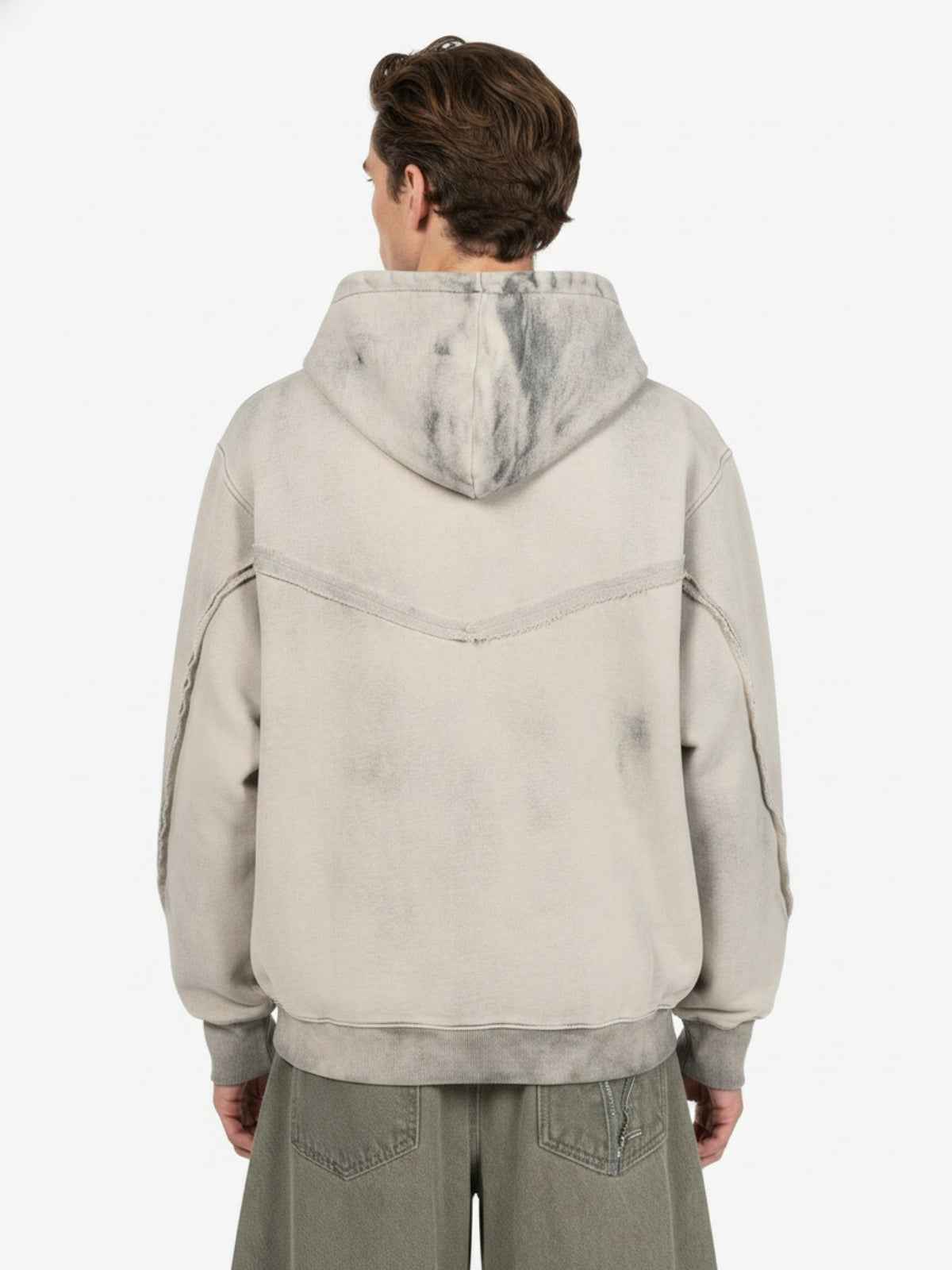 Retro Asymmetric Zip Up Deconstructed Hoodie