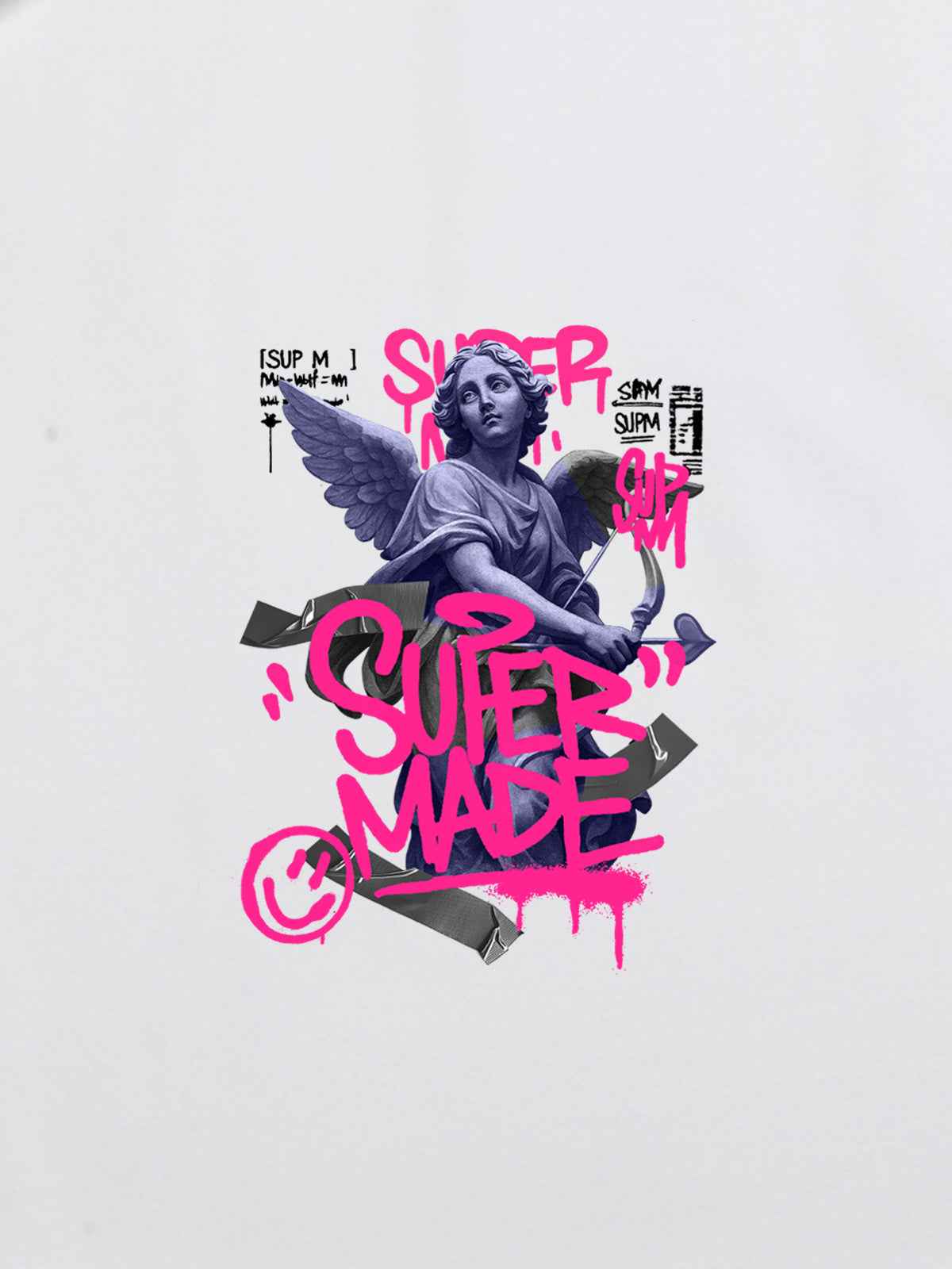 Street Pink Lucky Angel Graphic Design T-Shirt