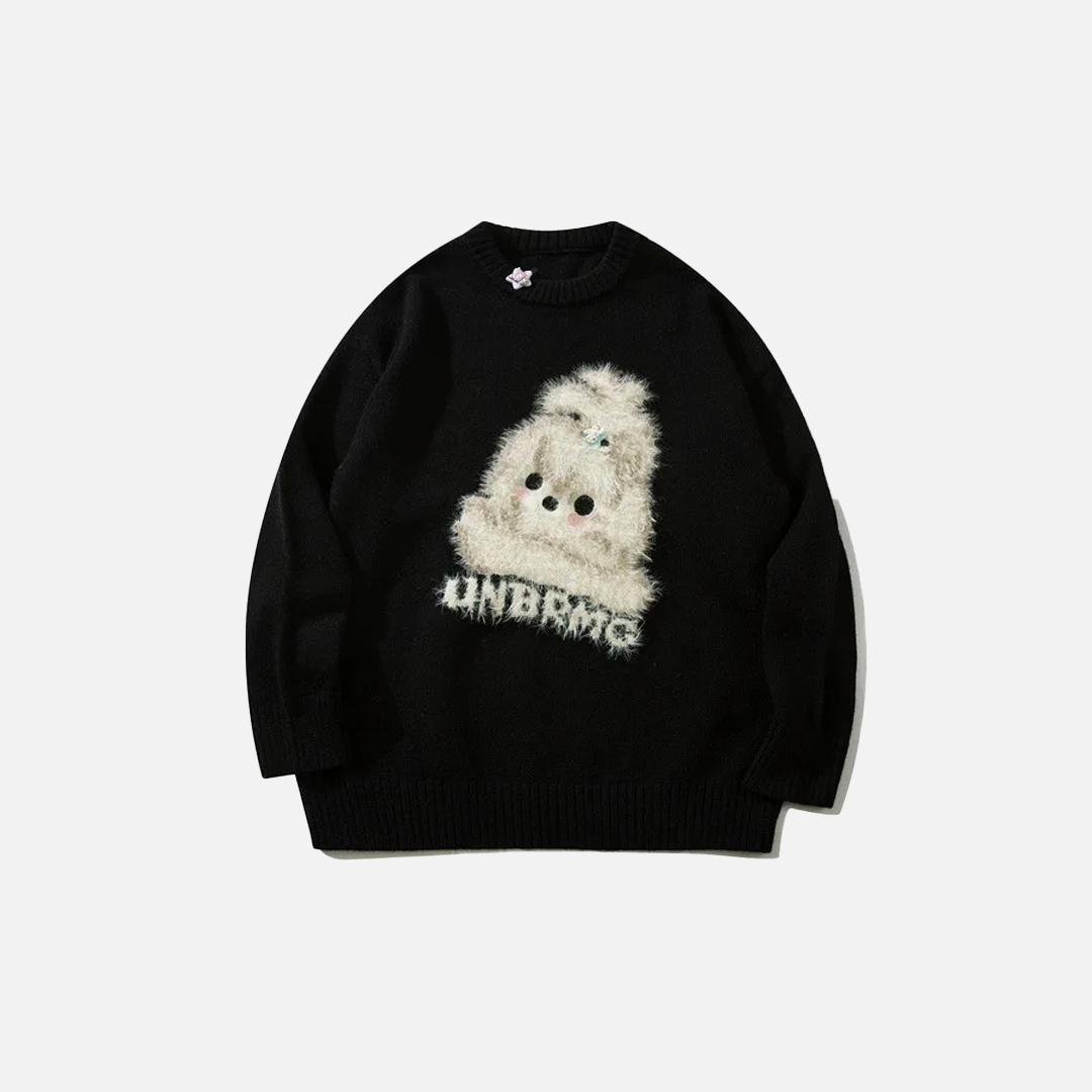 Cozy Streetwear Puppy Dog Knit Sweater - Luxuryurbanwear
