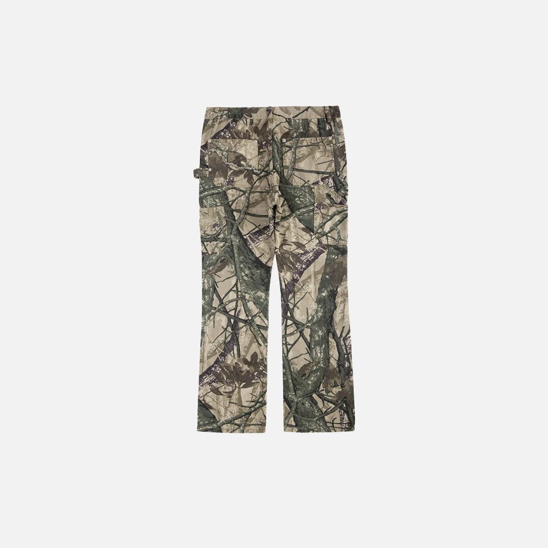 Camouflage Print Multi-Pocket Flared Carpenter Pants - Luxuryurbanwear
