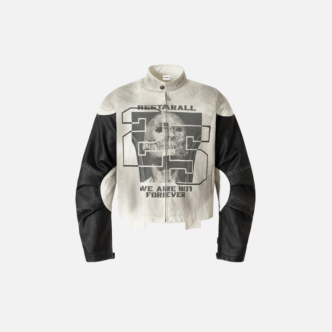 Punk Skull High Quality Short Collar Leather Jacket - Luxuryurbanwear