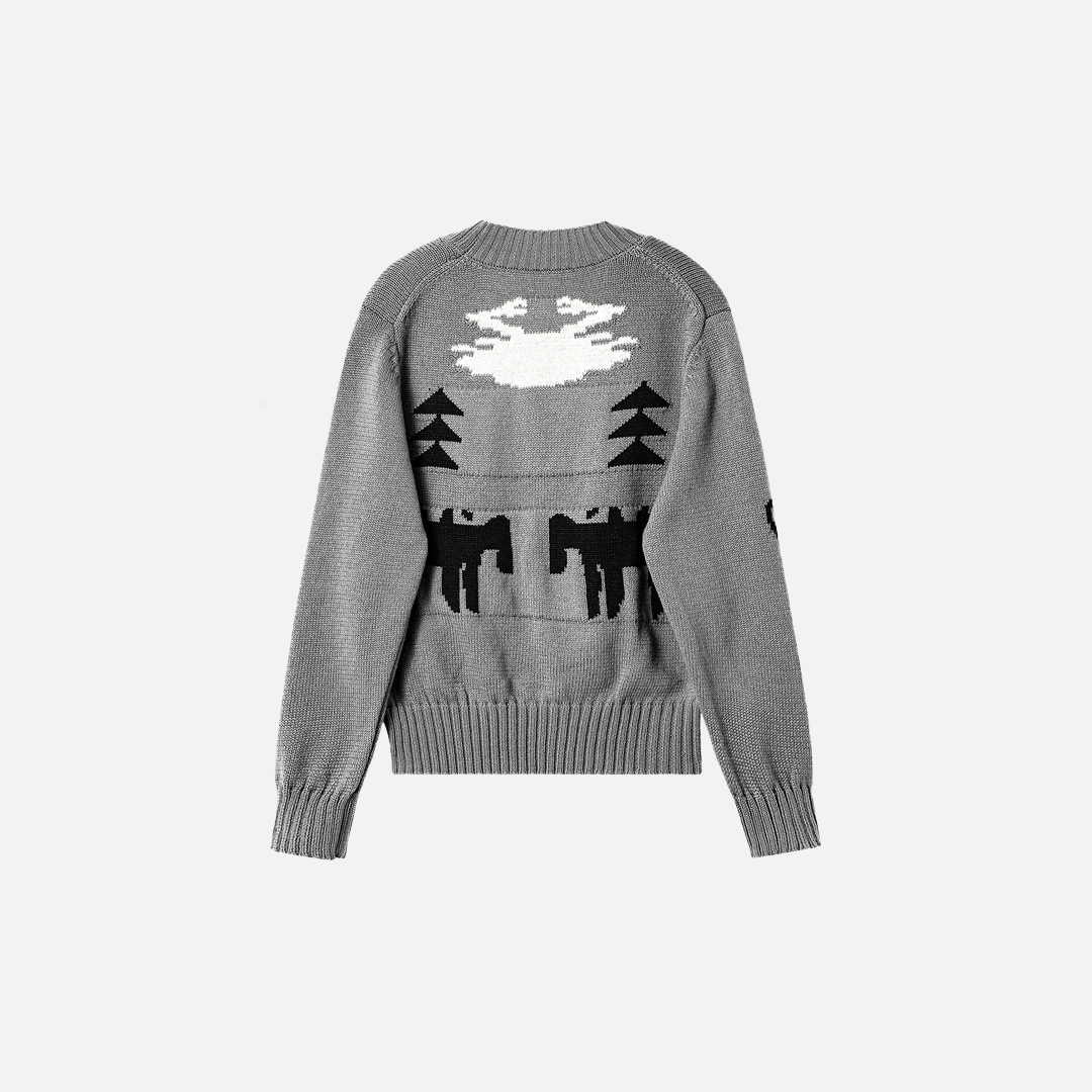 Winter Unique Jacquard V-Neck Knit Cardigan - Luxuryurbanwear