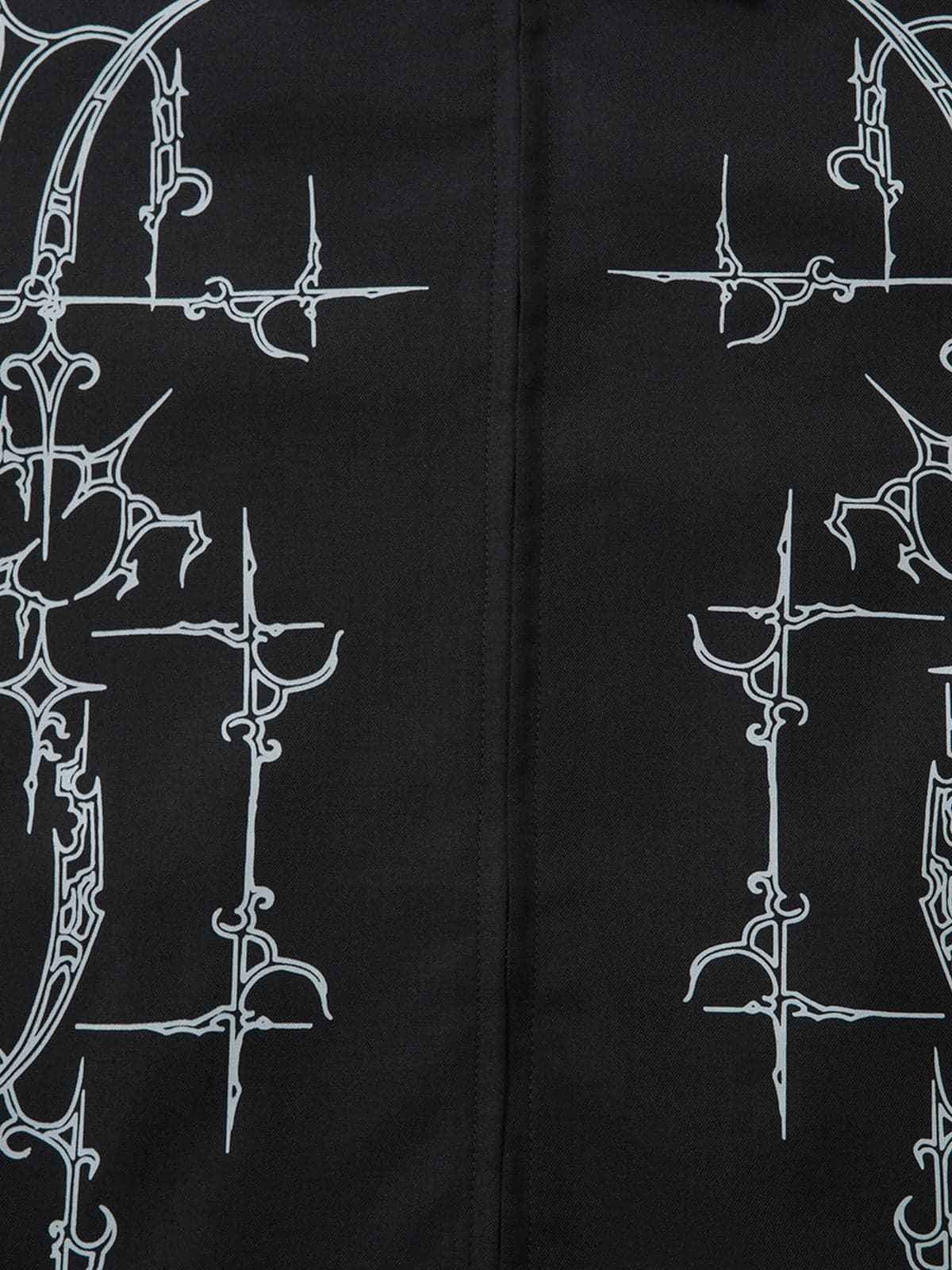 Street Gothic PU Leather Collar With Thorn Print Jacket
