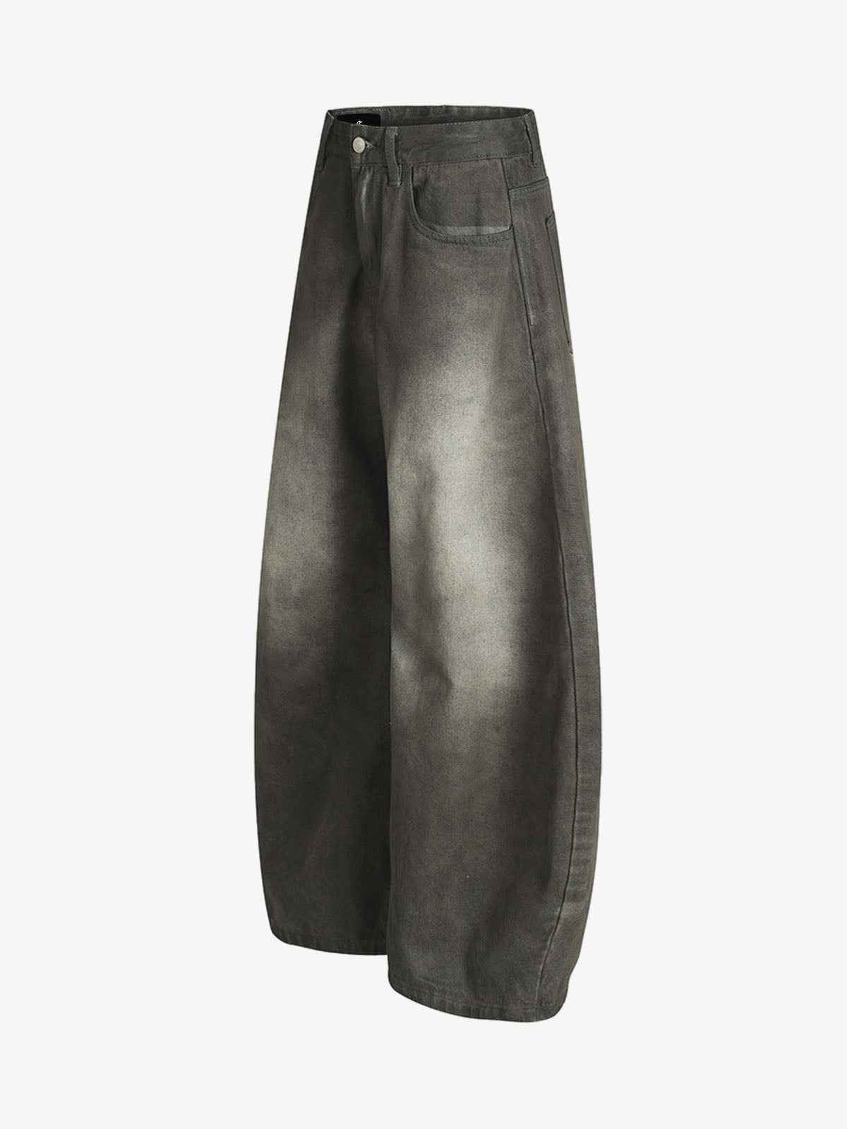 Faded Wash Barrel Leg Denim Jeans