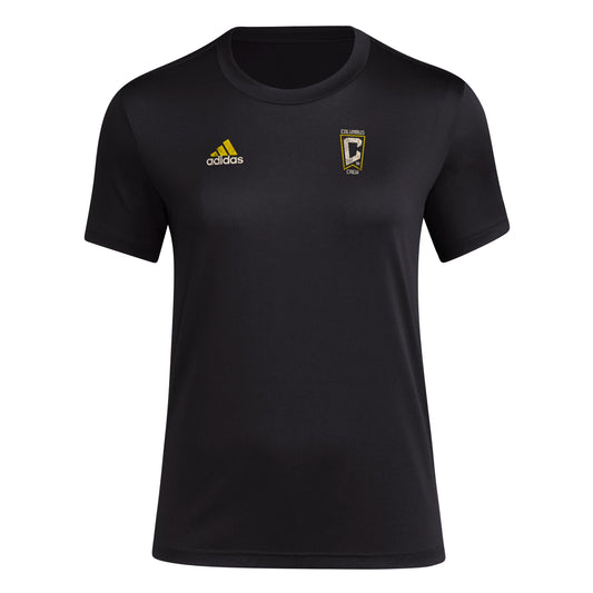 adidas Womens Size Short Sleeve Pre-Game T-Shirt Black/Columbus Crew Small Tall