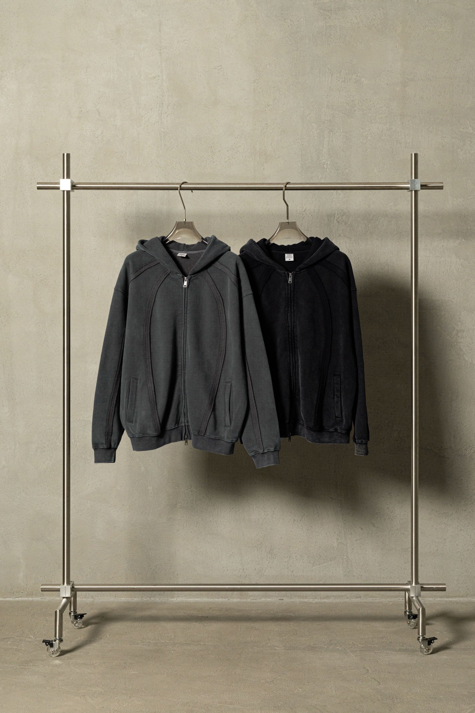 Structured Panel | Baggy Zip-Up Hoodie - Luxuryurbanwear