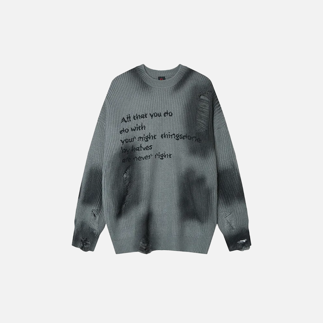 Lightweight Distressed Hip Hop Tie Dye Knit Sweater - Luxuryurbanwear