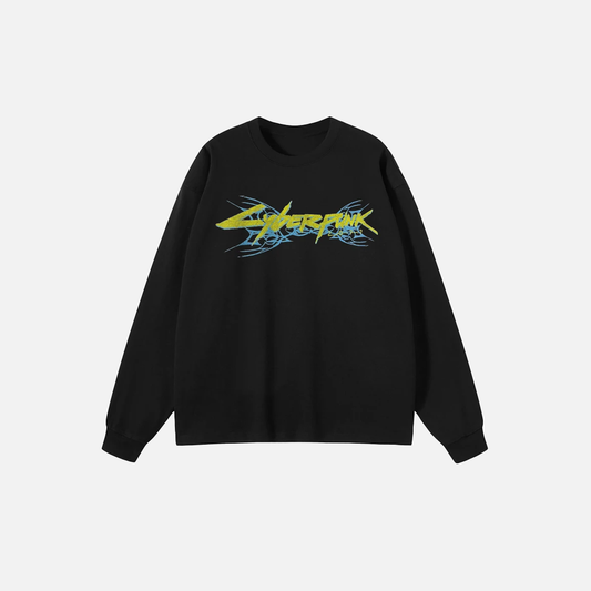 Black Anime Devil Graphic Long Sleeve T-Shirt - Luxuryurbanwear