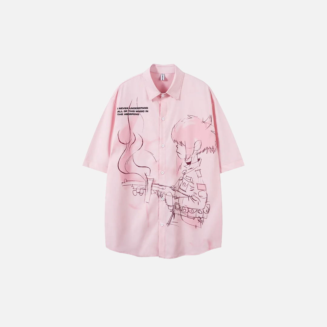 Sweet Colorful Cartoon Print Short Sleeve Shirt - Luxuryurbanwear