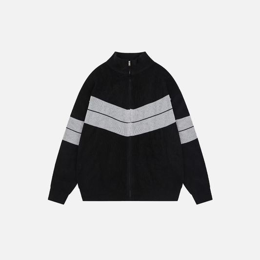 Cozy Korean Style Zip-Up Knit Cardigan - Luxuryurbanwear
