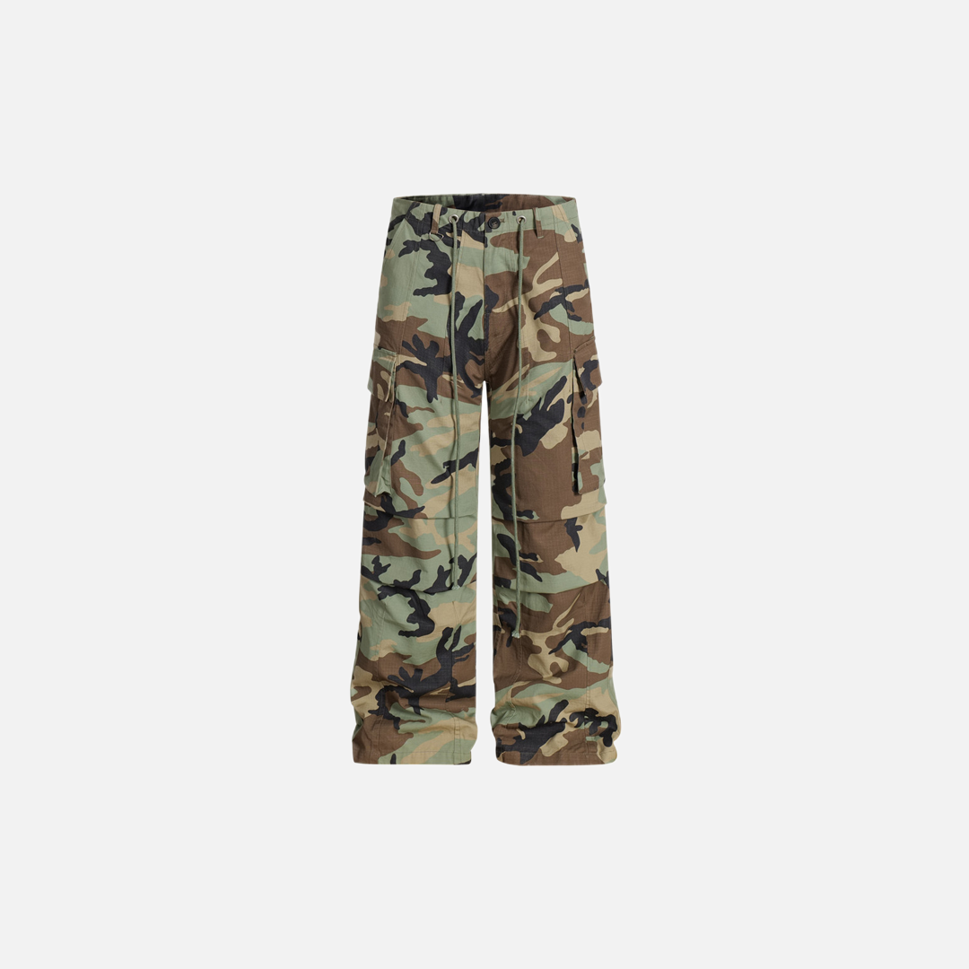 Elevated Camouflage Loose Wide Leg Cargo Pants - Luxuryurbanwear