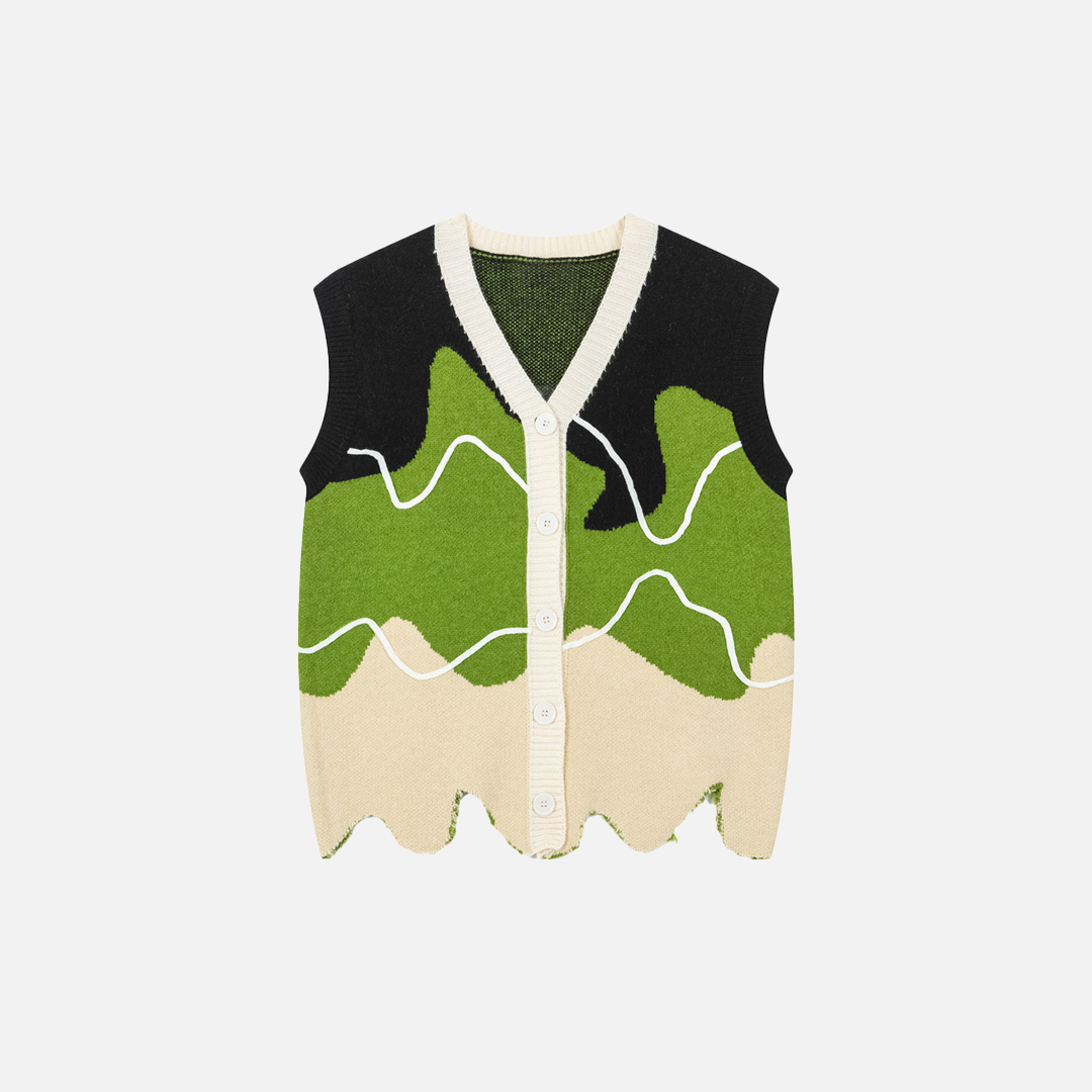 Irregular V-Neck Knitted Sweater Vest - Luxuryurbanwear
