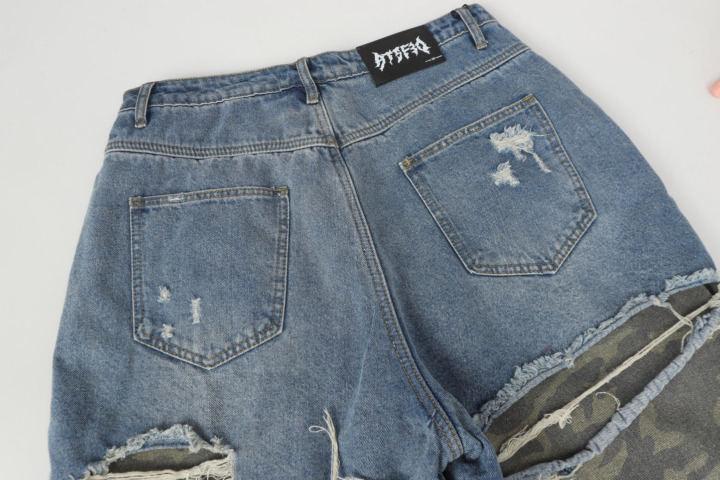 Ripped Denim Camo | Layered Jeans - Luxuryurbanwear