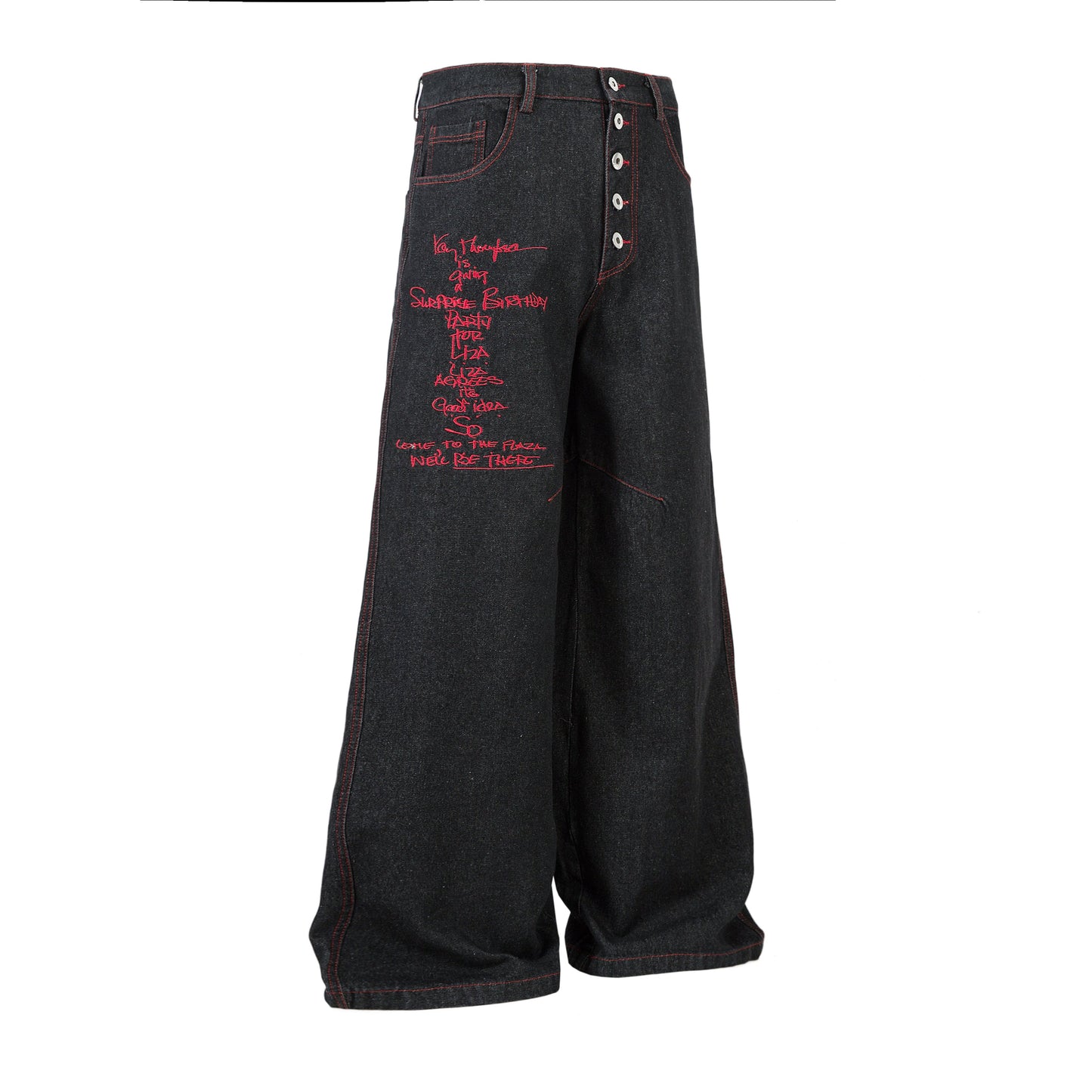 Iron Cross Embroidered | Baggy Jeans - Luxuryurbanwear