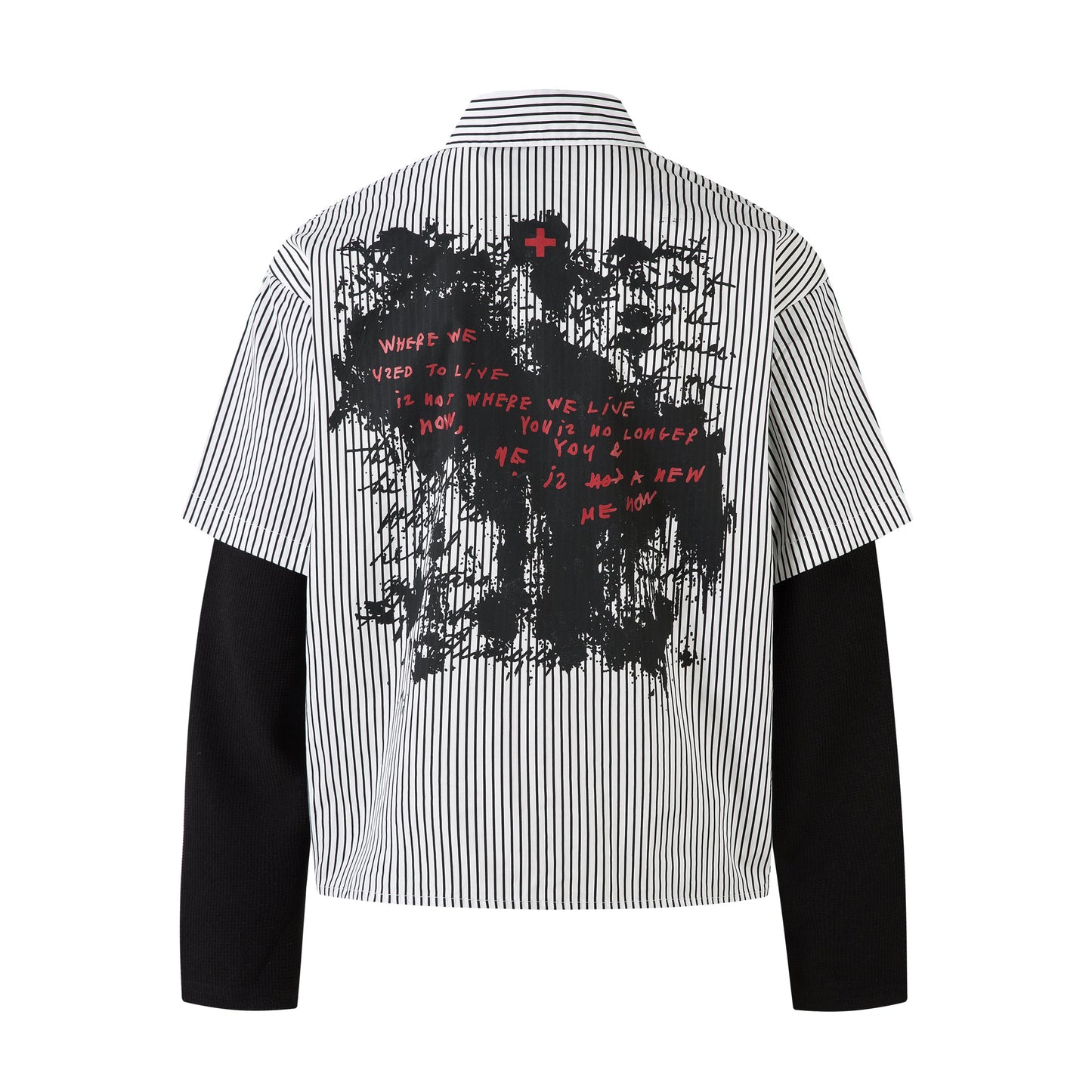 Graffiti Print Layered | Striped Sweatshirt - Luxuryurbanwear