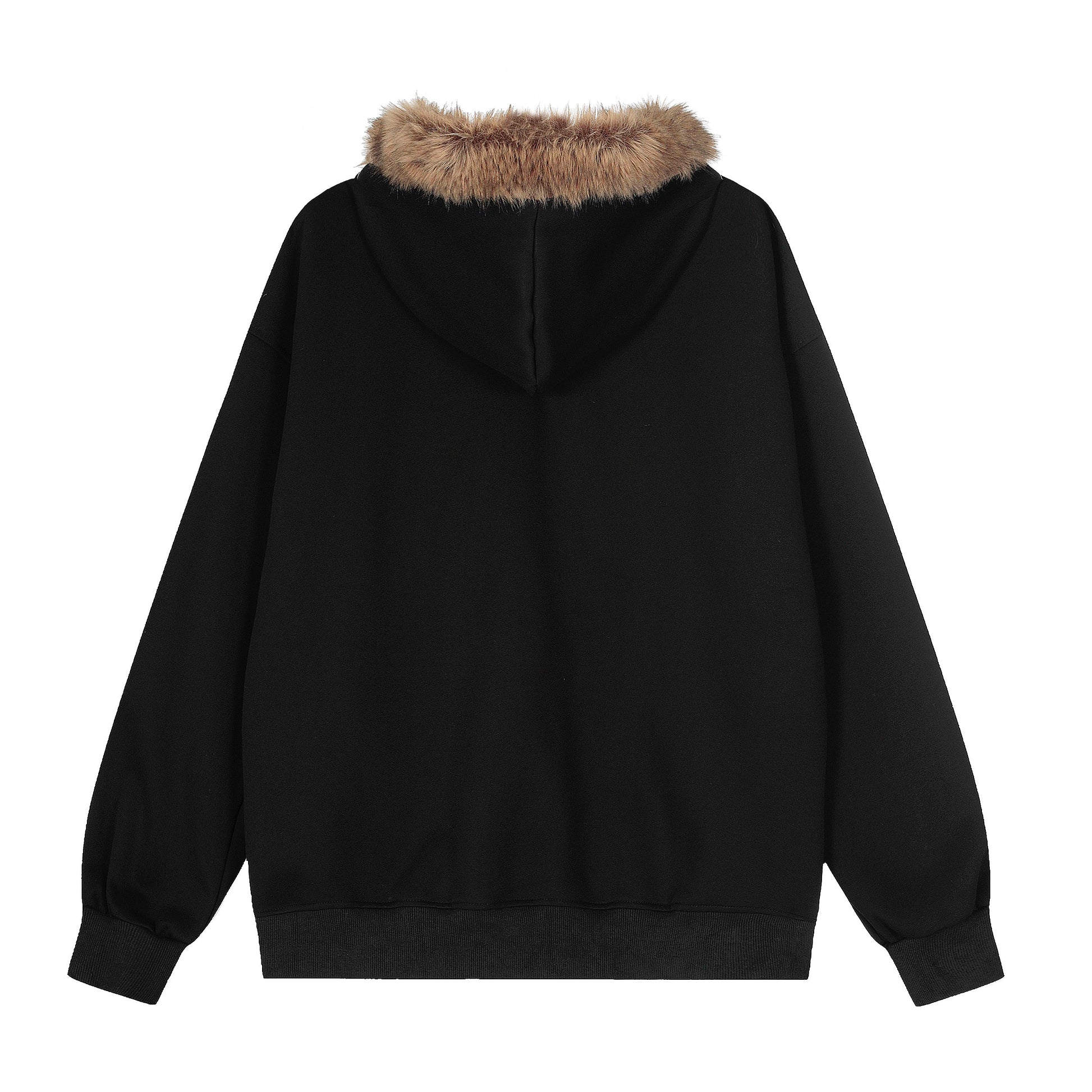 Graffiti Print Faux Fur | Zip Up Hoodie - Luxuryurbanwear