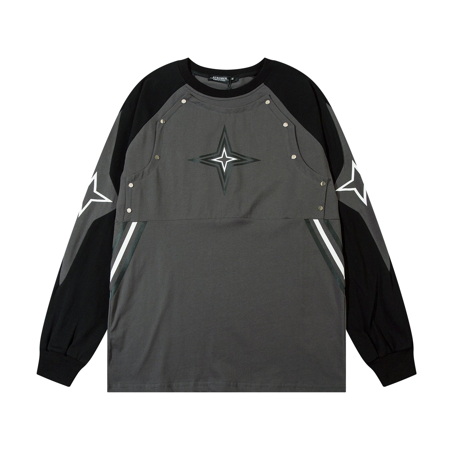 Star Panel Contrast | Patchwork Sweatshirt - Luxuryurbanwear