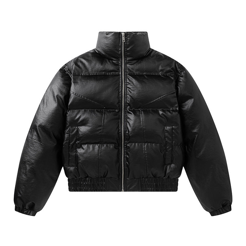 Leather Padded | Short Puffer Jacket - Luxuryurbanwear