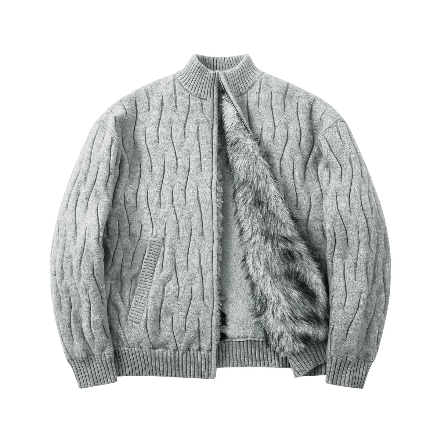 Textured Fleece | Knit Zip Jacket - Luxuryurbanwear