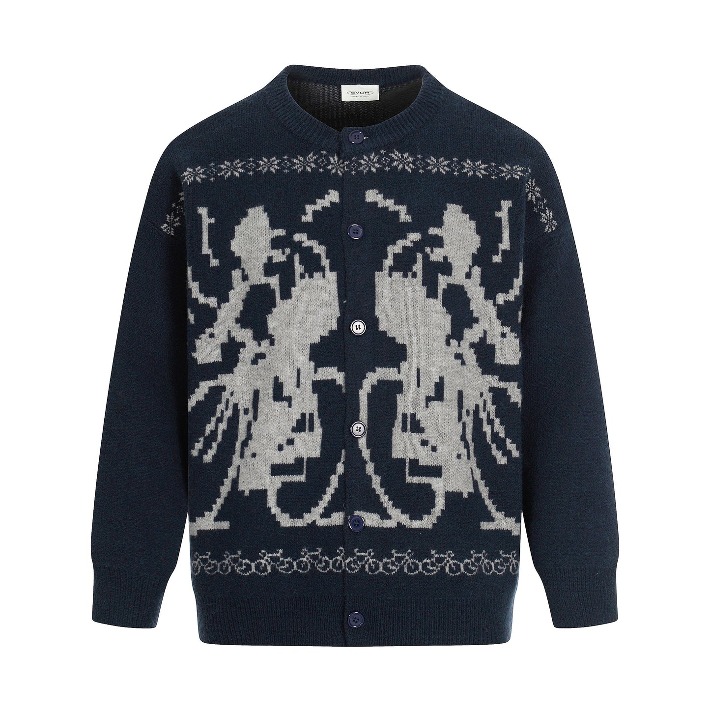 Cyclist Graphic | Knit Retro Cardigan - Luxuryurbanwear