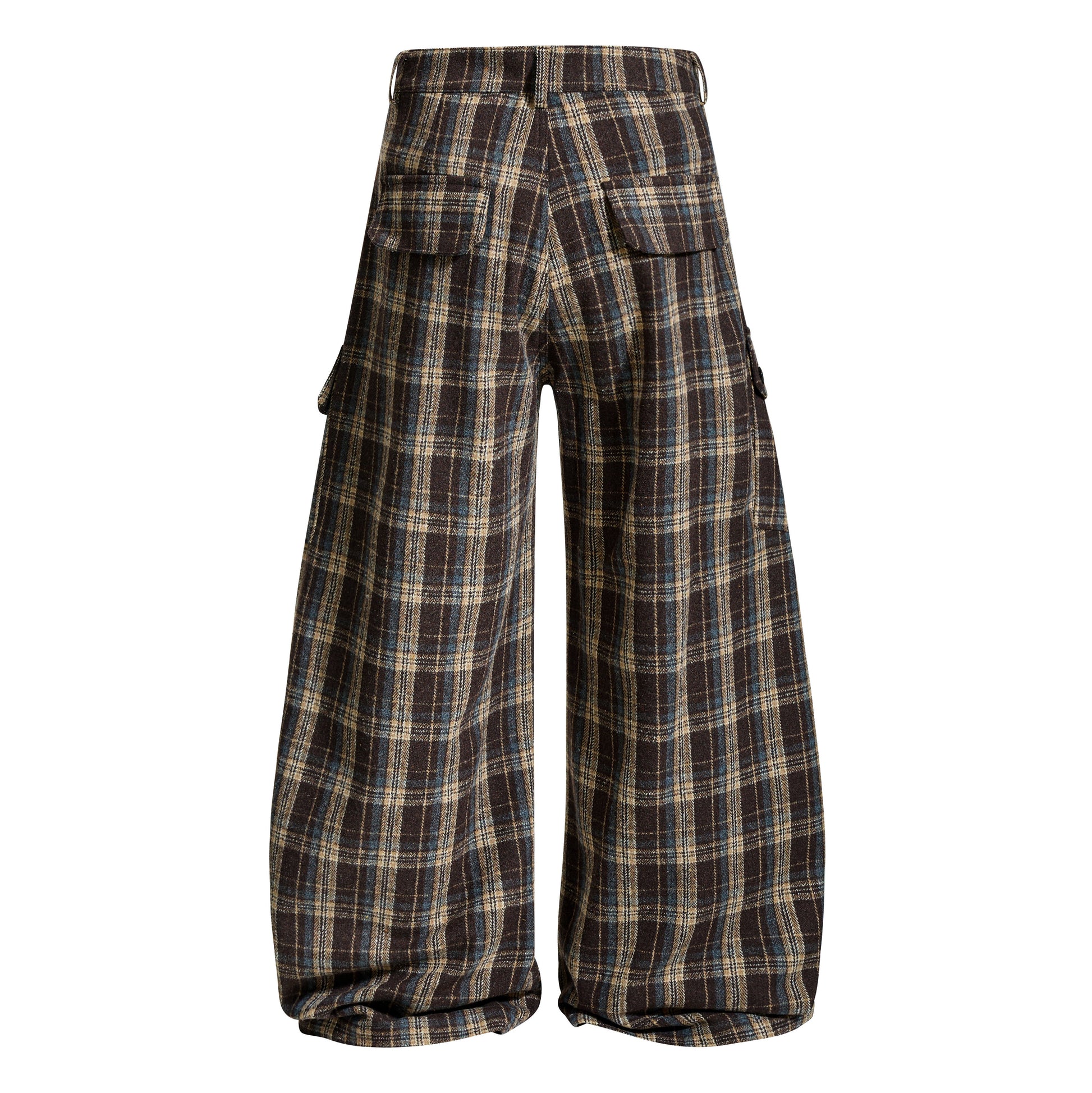 Plaid Flare | Wide-Leg Flannel Cargo Pants - Luxuryurbanwear