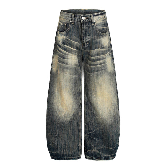 Echo Fade | Distressed Wash Wide-Leg Jeans - Luxuryurbanwear