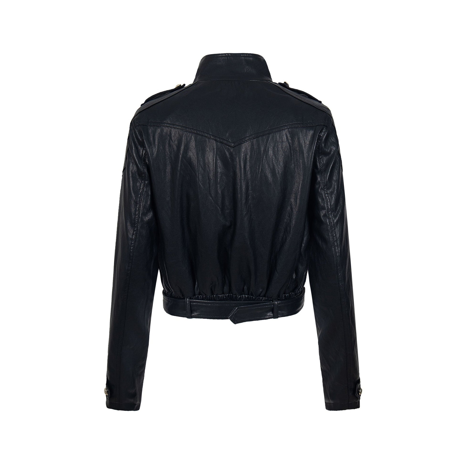 Street Rebel | Belted Faux Leather Moto Jacket - Luxuryurbanwear