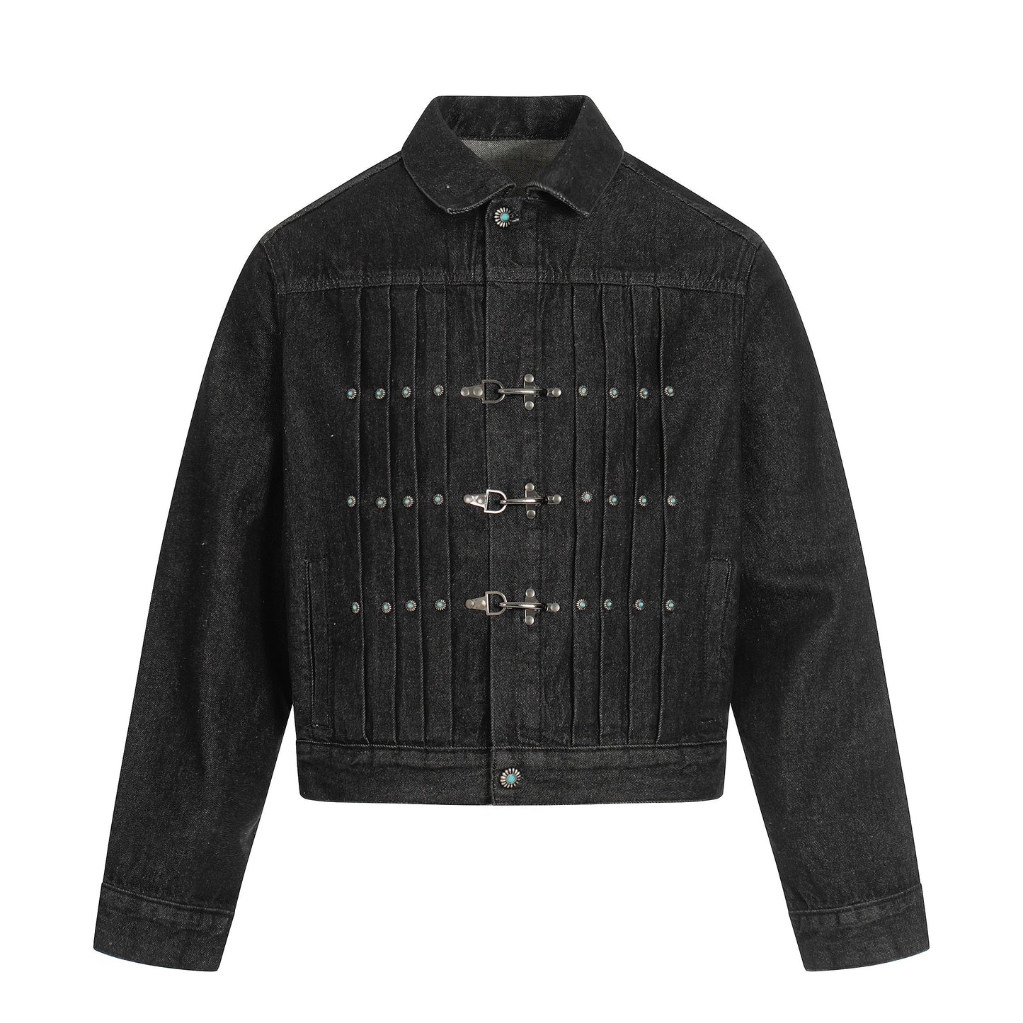 Fortune Grip | Buckled Washed Denim Jacket - Luxuryurbanwear