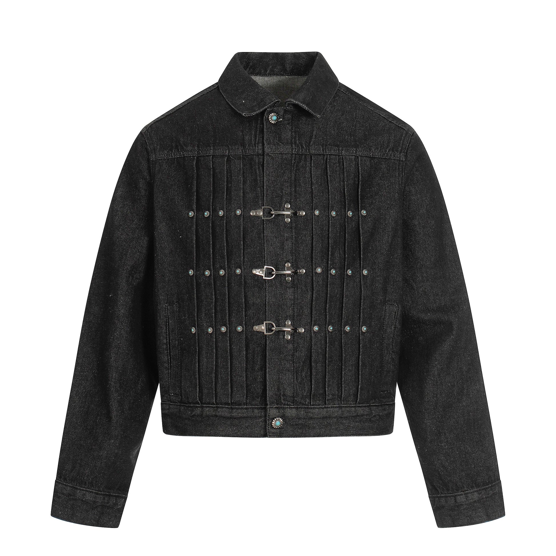 Fortune Grip | Buckled Washed Denim Jacket - Luxuryurbanwear