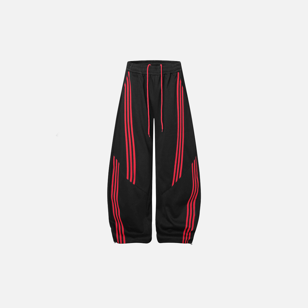 Versatile Bold Striped Athleisure Wide Leg Sweatpants - Luxuryurbanwear