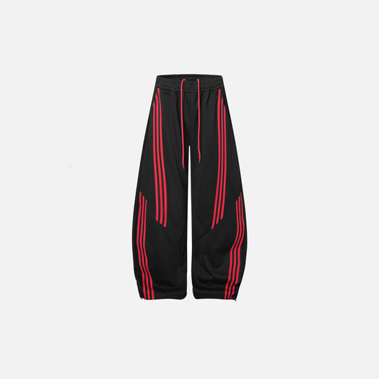 Versatile Bold Striped Athleisure Wide Leg Sweatpants - Luxuryurbanwear