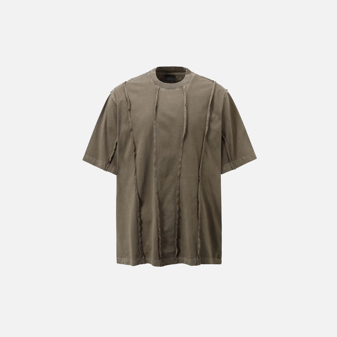 Streetwear Grunge Patchwork Ripped Solid Color T-Shirt - Luxuryurbanwear