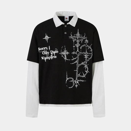 Gothic Vampire | Waffle Long Sleeve T-Shirt - Luxuryurbanwear