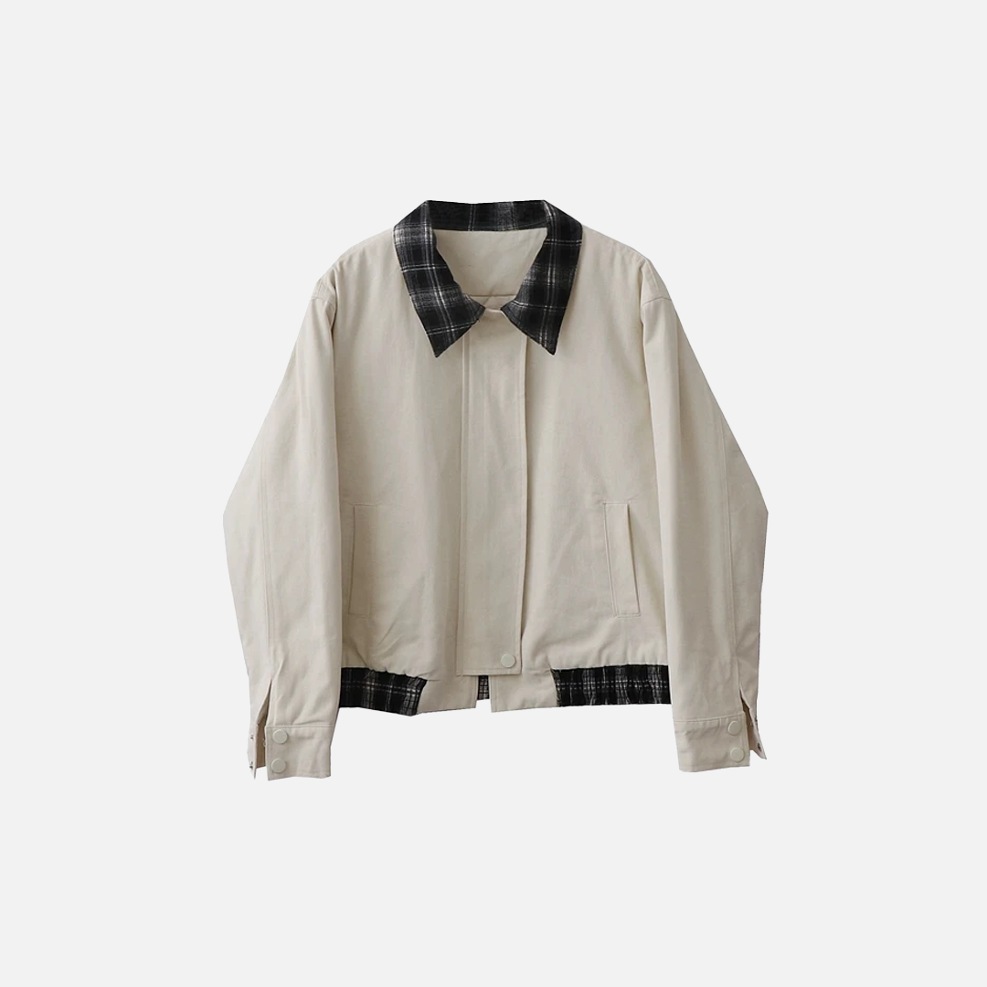 French Retro College Style Plaid Jacket - Luxuryurbanwear