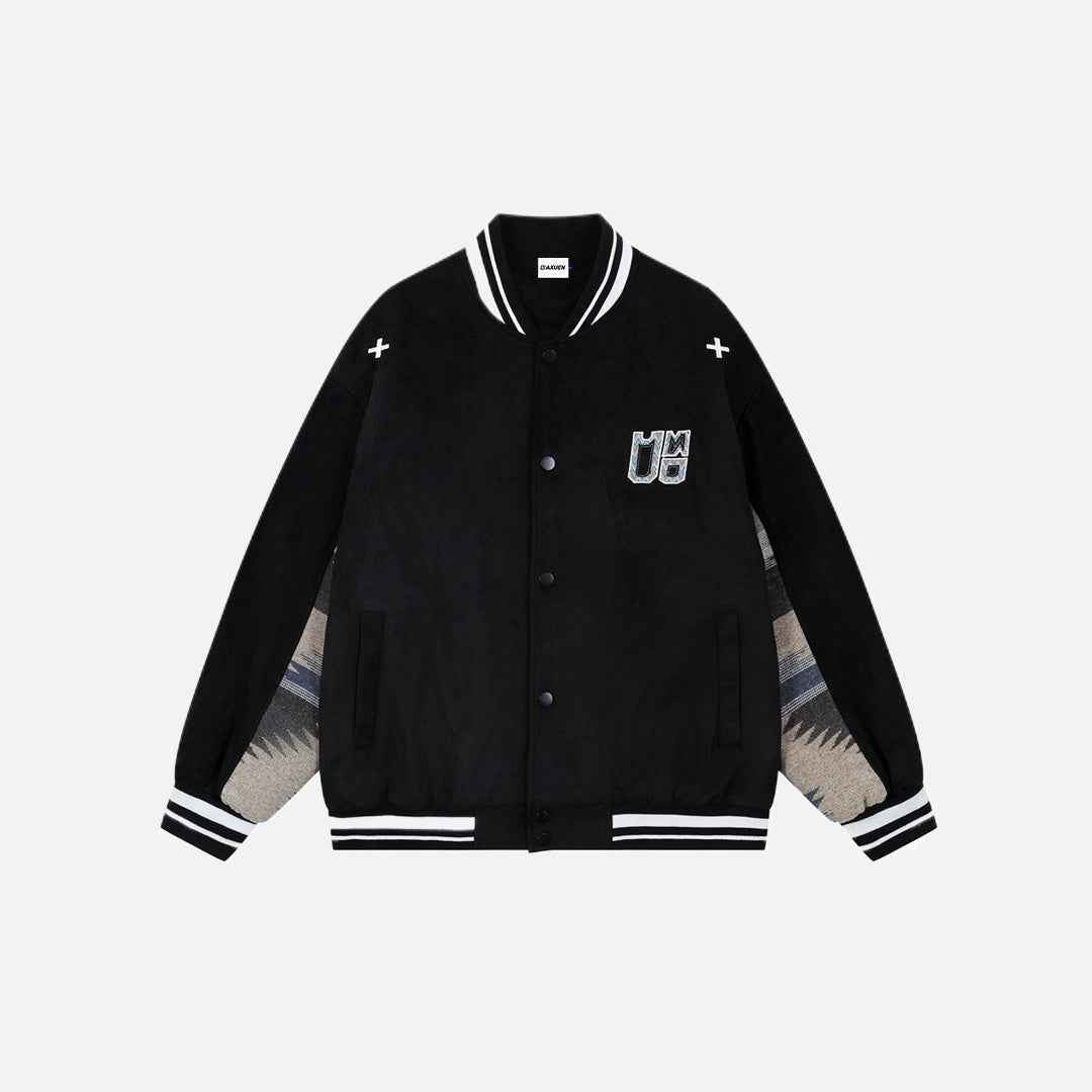 Y2K Elevated Color Block Baseball Varsity Jacket