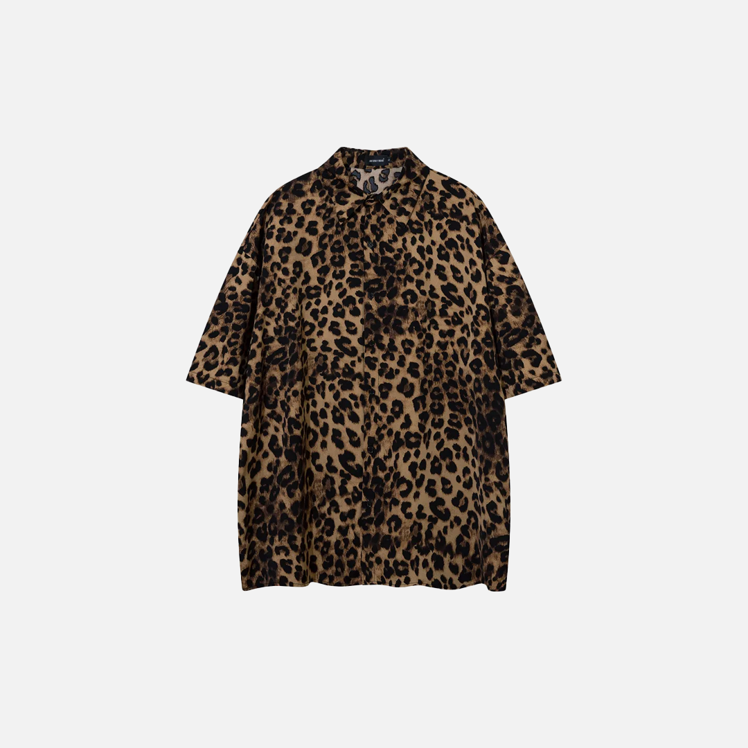 Leopard Print Loose Fit Lapel Summer Shirt - Luxuryurbanwear