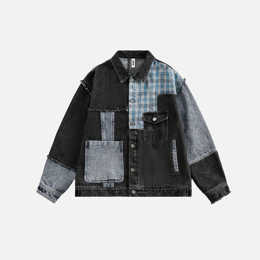 Retro Oversized Casual Patchwork Denim Jacket - Luxuryurbanwear