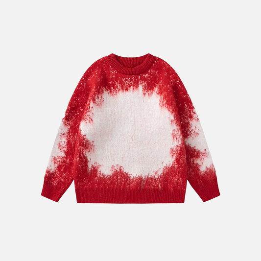 Streetwear Gradient Ombre Fuzzy Knit Sweater - Luxuryurbanwear